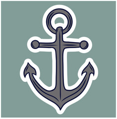 Vector illustration, monochrome sea anchor isolated on white background. Simple shape for design logo, emblem, symbol, sign, badge, label, stamp.