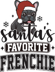 Cute Santa's Favorite Frenchie Christmas French Bulldog Lovers T shirt Design