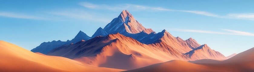 Naklejka premium Majestic mountain peak with a blue sky background.
