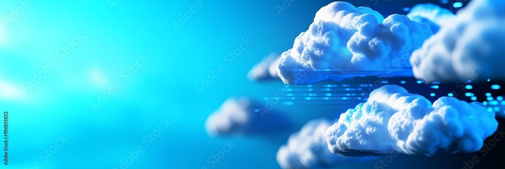 Poster cloud computing: innovative solutions for a digital future. this image symbolizes scalability, acces