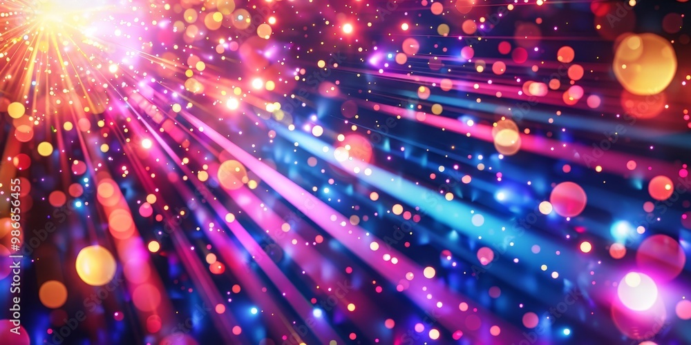 Aufkleber spectacular array of colorful laser beams shooting across a dark space, forming dynamic patterns and
