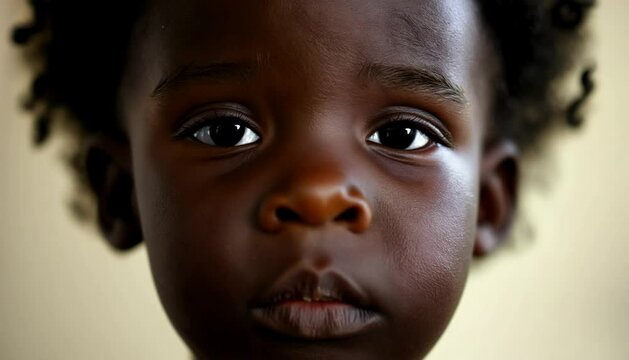 Abandoned child concept depicting black kid poverty and sadness

