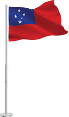 Isolated waving national flag of Samoa on flagpole