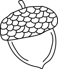 Outline Drawing of Acorn Nut for Nature-Themed Designs