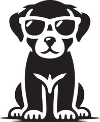 puppy with sunglass icon silhouette vector style