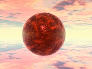 幻想的な空と球体