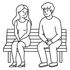 -shy-couple-on-first-date-sitting-on-park-bench-an 