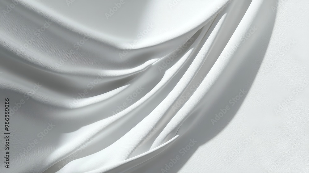 Poster smooth and elegant white fabric drapes creating a sophisticated background perfect for product displ