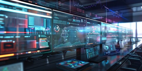 High-tech visualization of compliance frameworks, featuring detailed regulatory standards, process maps, and risk management tools, ideal for business and legal imagery