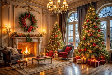 christmas tree in the living room