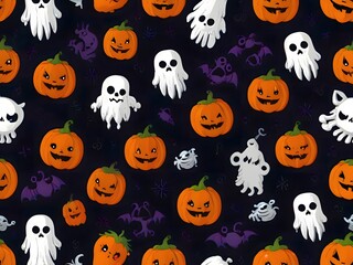 Halloween background, pumpkin, ghost, monsters, seamless background, design, holiday, fun, Halloween background for kids