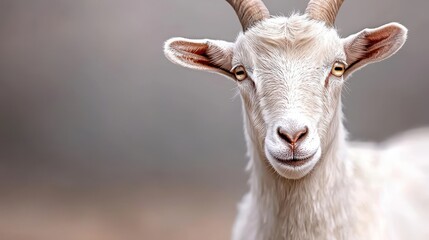 Obraz premium Closeup Portrait of White Goat with Golden Eyes