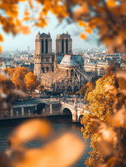 Fototapeta premium A beautiful view of the Notre Dame cathedral and the river