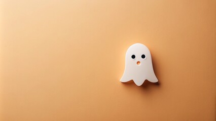 White Ghost on Orange Background for Halloween Decoration