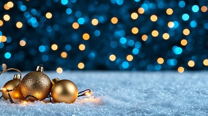 Fototapeta premium Elegant Christmas Baubles on Snowy Background