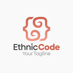 Ethnic Code Logo Design Template. Good for Business, Agency, Community and Organization