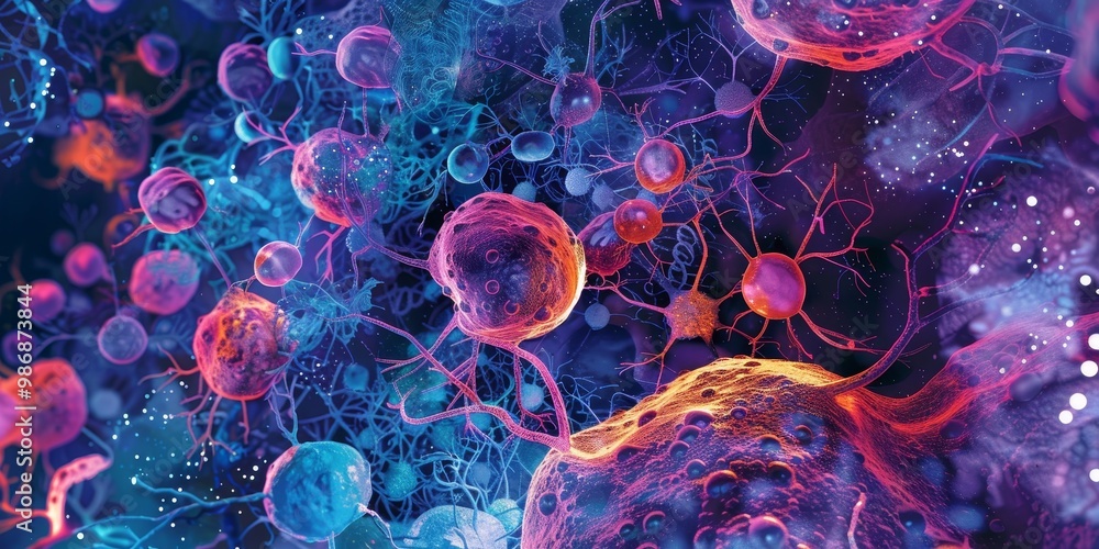 Poster Vivid PET scan image with a range of hues highlighting various metabolic activities, ideal for use in medical education, research, and healthcare presentations