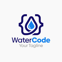 Water Code Logo Design Template. Good for Business, Agency, Community and Organization