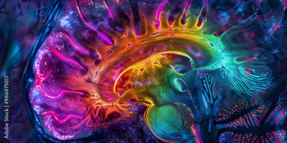 Aufkleber colorful and detailed pet scan showcasing a spectrum of colors to represent physiological activity l