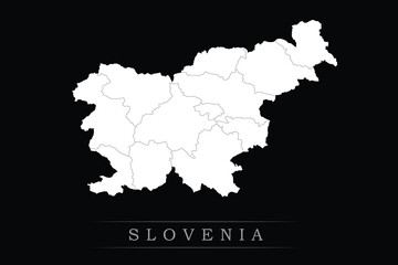 White political maps of Slovenia isolated on black background.