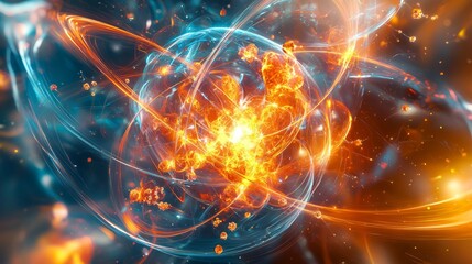 Atomic Eruption - Abstract Illustration of Nuclear Fission and Energy Fields