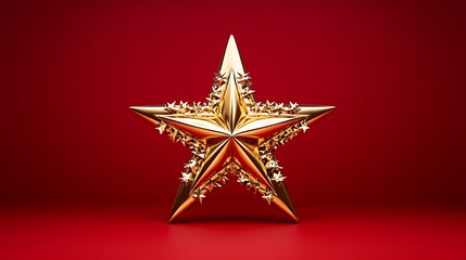 Fototapeta premium Golden Star on Red Background for Celebration Themes