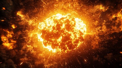 Fototapeta premium Energetic 3D Render of Nuclear Fission Explosion Capturing Intense Energy Release and Dramatic Visuals