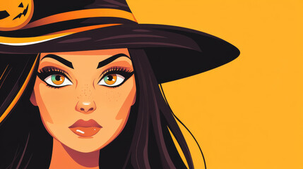 A vibrant illustration of a woman in a Halloween costume, showcasing intricate details against a clean backdrop.