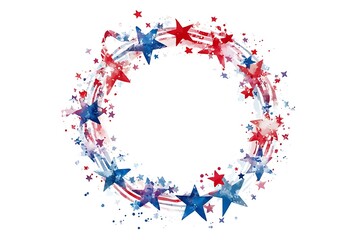 A circular frame surrounded by red, white, and blue stars, perfect for highlighting American-themed content or celebrations