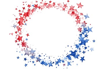 Fototapeta premium A circular frame surrounded by red, white, and blue stars, perfect for highlighting American-themed content or celebrations