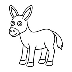donkey cartoon coloring page illustration 