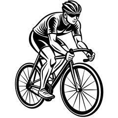 Naklejka premium Safety First: A Man Riding a Bike with a Helmet