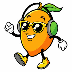Adorable Mango Cartoon Vector,Cute Funny Mango Cartoon Vector Art for Playful Designs,Whimsical Mango Cartoon Vector,Charming Mango Cartoon Vector,