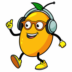 Obraz premium Adorable Mango Cartoon Vector,Cute Funny Mango Cartoon Vector Art for Playful Designs,Whimsical Mango Cartoon Vector,Charming Mango Cartoon Vector,