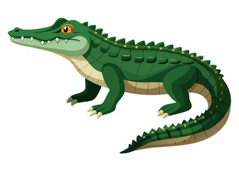 Playful Cartoon Crocodile on White Background,Adorable Cartoon Crocodile Isolated on White,Colorful Cartoon Crocodile Graphic