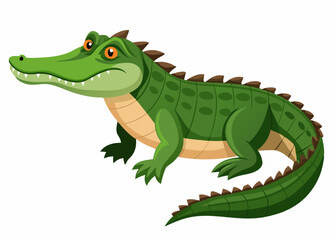 Fototapeta premium Playful Cartoon Crocodile on White Background,Adorable Cartoon Crocodile Isolated on White,Colorful Cartoon Crocodile Graphic