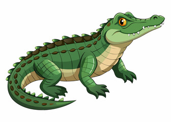 Playful Cartoon Crocodile on White Background,Adorable Cartoon Crocodile Isolated on White,Colorful Cartoon Crocodile Graphic