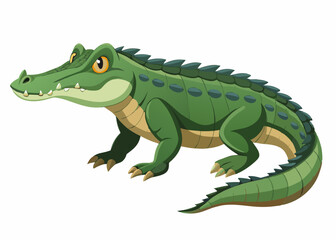 Obraz premium Playful Cartoon Crocodile on White Background,Adorable Cartoon Crocodile Isolated on White,Colorful Cartoon Crocodile Graphic
