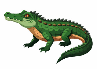 Fototapeta premium Playful Cartoon Crocodile on White Background,Adorable Cartoon Crocodile Isolated on White,Colorful Cartoon Crocodile Graphic