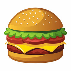 Premium Burger Vector Graphic for Menus & Advertising,High-Quality Burger Vector Art for Menus & Ads,Stylish Burger Vector Graphics,Eye-Catching Burger Vector Design for Ads and Menus