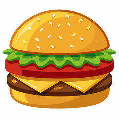 Premium Burger Vector Graphic for Menus & Advertising,High-Quality Burger Vector Art for Menus & Ads,Stylish Burger Vector Graphics,Eye-Catching Burger Vector Design for Ads and Menus