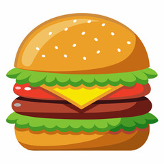 Premium Burger Vector Graphic for Menus & Advertising,High-Quality Burger Vector Art for Menus & Ads,Stylish Burger Vector Graphics,Eye-Catching Burger Vector Design for Ads and Menus