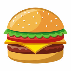 Premium Burger Vector Graphic for Menus & Advertising,High-Quality Burger Vector Art for Menus & Ads,Stylish Burger Vector Graphics,Eye-Catching Burger Vector Design for Ads and Menus