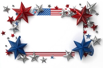 Obraz premium Fourth of July banner. USA flag and fireworks explosions. Independence day national holiday we are closed template.