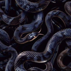 Fototapeta premium seamless pattern with close up of a black snake