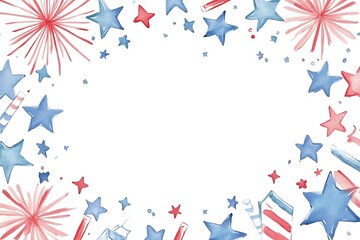 Obraz premium Fourth of July banner. USA flag and fireworks explosions. Independence day national holiday we are closed template.