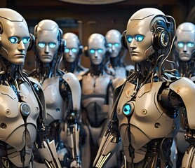 Naklejka premium 3d render of robots