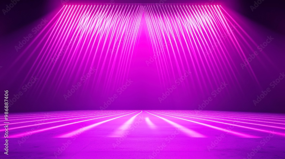 Poster modern dance stage illumination, vibrant background with spotlight on empty stage, contemporary danc