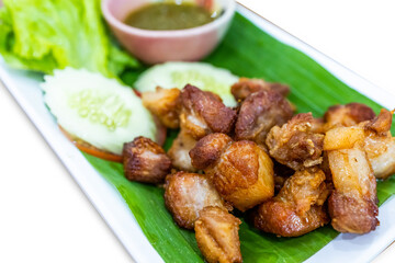 Top view of Dried Pork Fried, focus selective