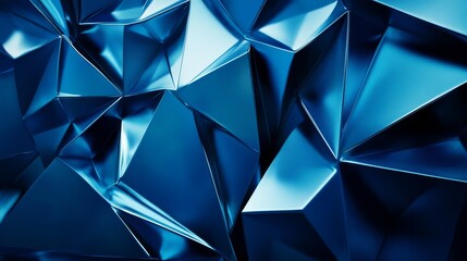 Obraz premium Blue geometric shapes with metallic textures, futuristic feel,